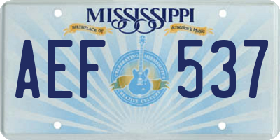 MS license plate AEF537