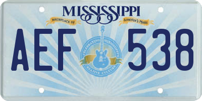 MS license plate AEF538