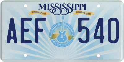 MS license plate AEF540