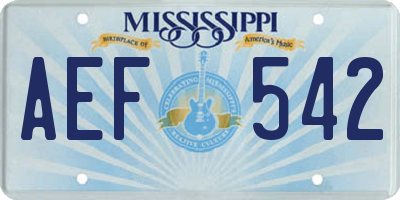 MS license plate AEF542