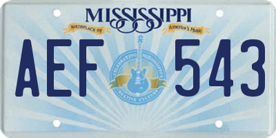 MS license plate AEF543