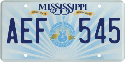 MS license plate AEF545
