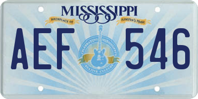 MS license plate AEF546