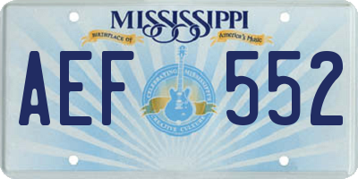 MS license plate AEF552