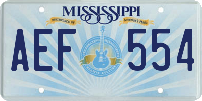 MS license plate AEF554