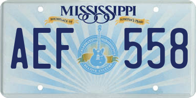 MS license plate AEF558