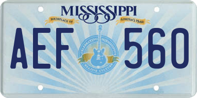 MS license plate AEF560