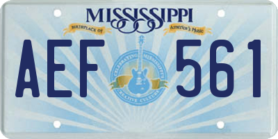 MS license plate AEF561