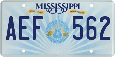 MS license plate AEF562