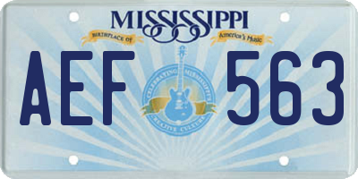 MS license plate AEF563