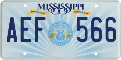 MS license plate AEF566