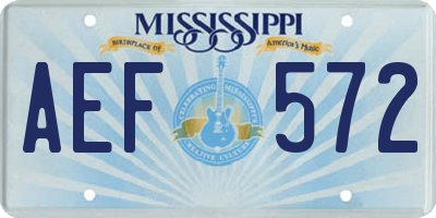 MS license plate AEF572