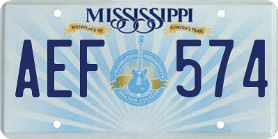 MS license plate AEF574