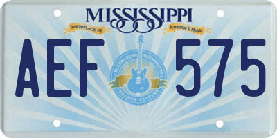 MS license plate AEF575