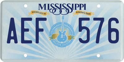 MS license plate AEF576