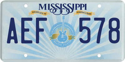 MS license plate AEF578