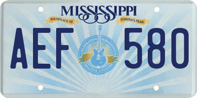 MS license plate AEF580