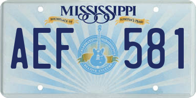 MS license plate AEF581