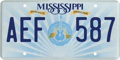 MS license plate AEF587