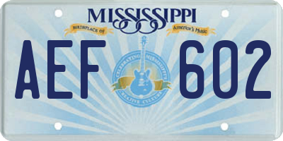 MS license plate AEF602