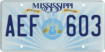 MS license plate AEF603