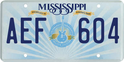 MS license plate AEF604