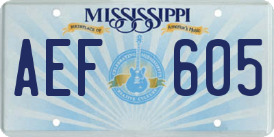 MS license plate AEF605