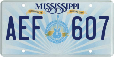 MS license plate AEF607