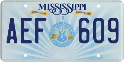 MS license plate AEF609