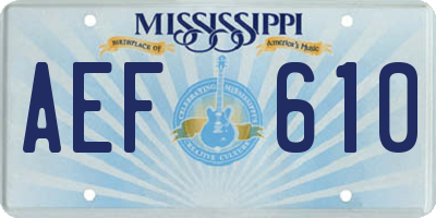 MS license plate AEF610