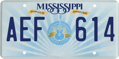 MS license plate AEF614