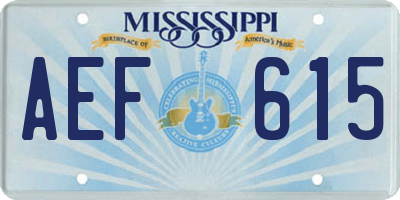 MS license plate AEF615