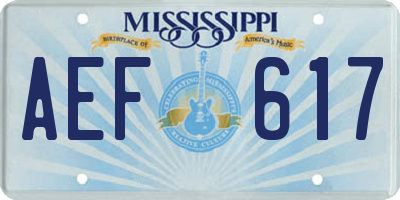 MS license plate AEF617