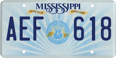 MS license plate AEF618