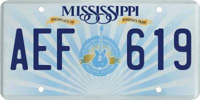 MS license plate AEF619