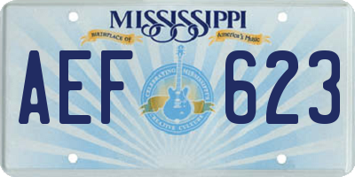 MS license plate AEF623