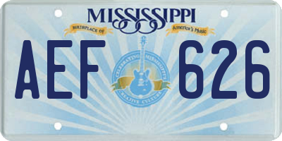 MS license plate AEF626