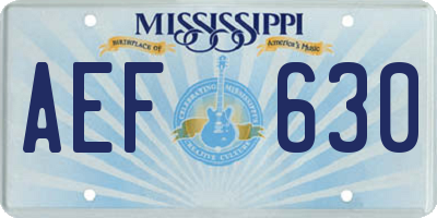 MS license plate AEF630