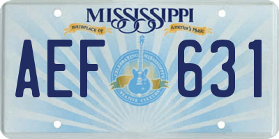 MS license plate AEF631