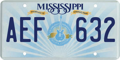 MS license plate AEF632