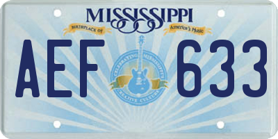 MS license plate AEF633
