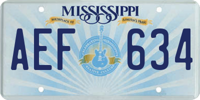 MS license plate AEF634