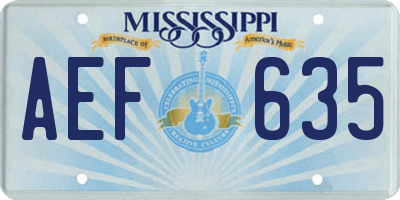 MS license plate AEF635
