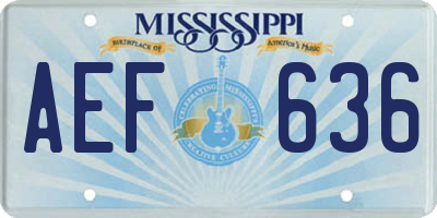 MS license plate AEF636