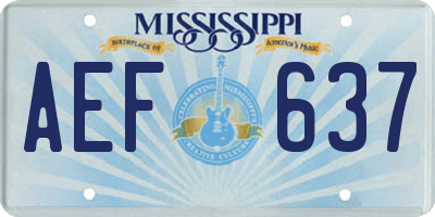 MS license plate AEF637