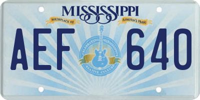 MS license plate AEF640