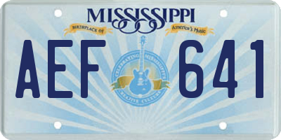 MS license plate AEF641