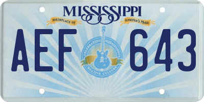 MS license plate AEF643
