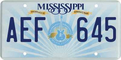 MS license plate AEF645