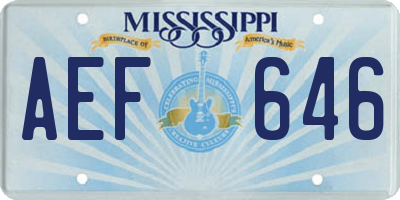 MS license plate AEF646